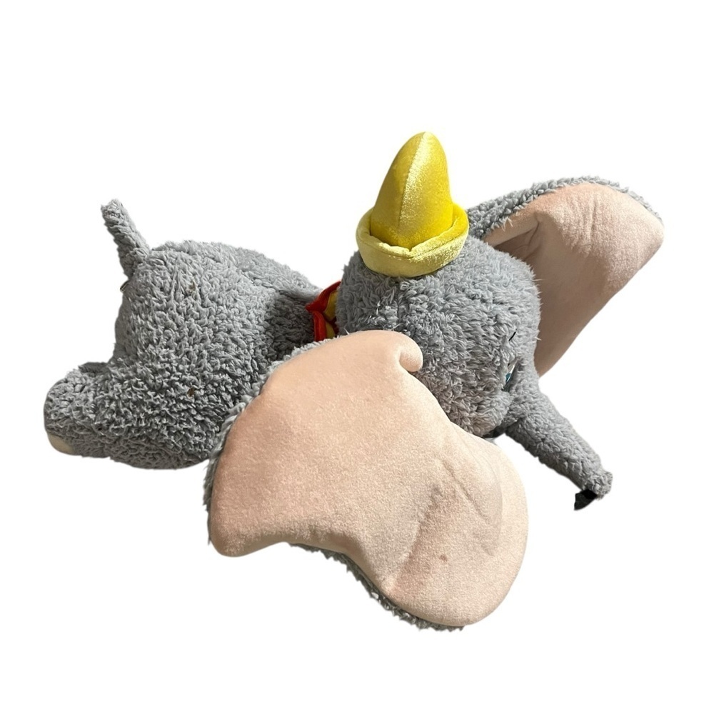 Vintage Disney parks large dumbo elephant plush 14” long feather